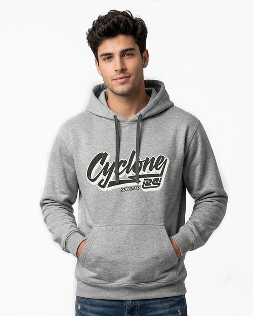 (LANÇAMENTO) Casaco Cyclone Canguru Fechado Assinatura Vintage - MESCLA CLARO