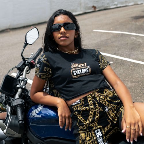 (LANÇAMENTO) Blusa Cyclone Dif Cropped Full Gold Chains