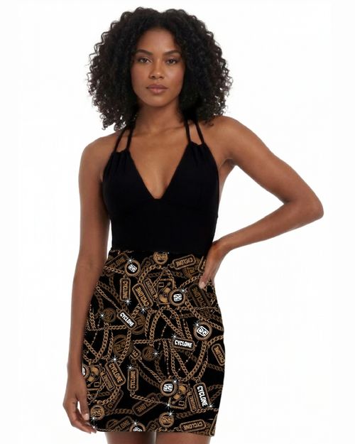 (LANÇAMENTO) Vestido Cyclone Veludo Gold Chains
