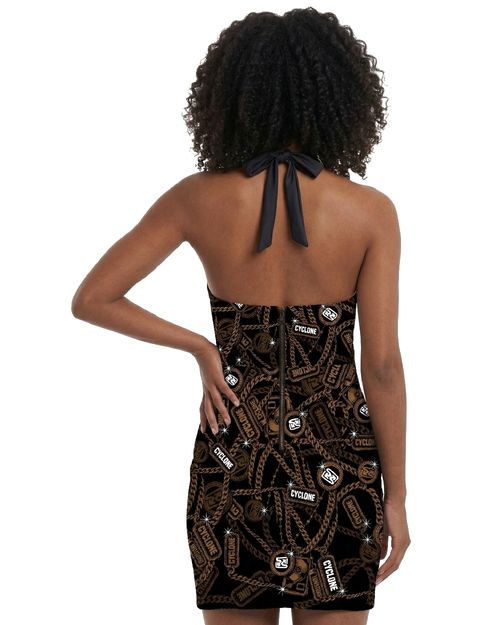 (LANÇAMENTO) Vestido Cyclone Veludo Gold Chains