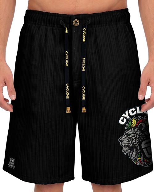 (LANÇAMENTO) Bermuda Cyclone Veludo Relax Reggae Lion - PRETO