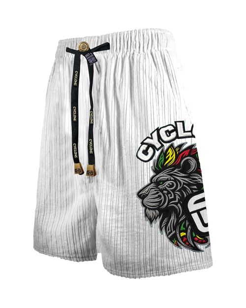 (LANÇAMENTO) Bermuda Cyclone Veludo Relax Reggae Lion - BRANCO