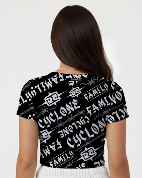 (LANÇAMENTO) Blusa Cyclone Dif Cropped Full Gothic - PRETO/BRANCO
