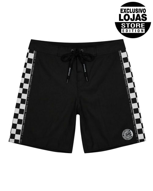 (LANÇAMENTO) Bermuda Cyclone Água 17" Flex Surf Chess - PRETO