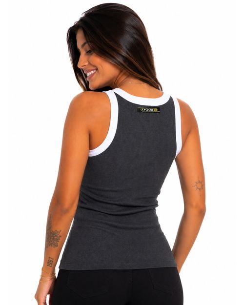 (LANÇAMENTO) Regata Feminina Cyclone Basic Stars - MESCLA GRAFITE