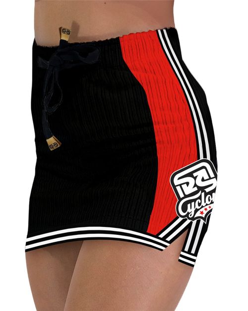 (LANÇAMENTO) Saia Cyclone Veludo Relax Venice Light - PRETO/VERMELHO