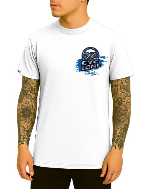 (NOVO) Camisa Cyclone Scratched Logo Metal - BRANCO