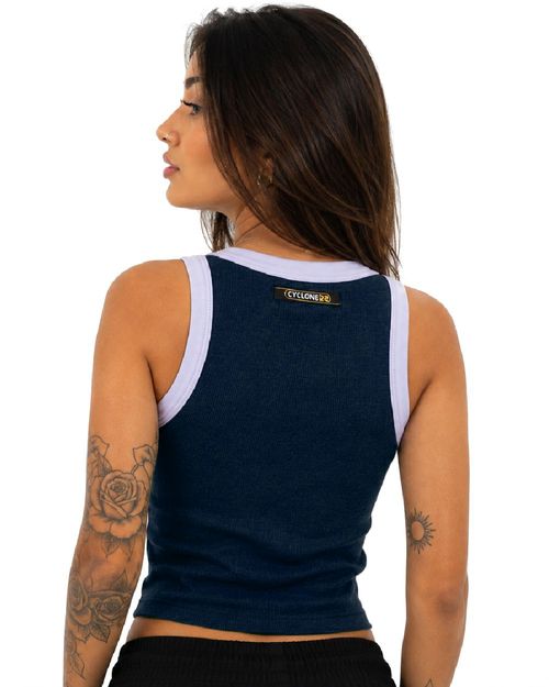 (LANÇAMENTO) Regata Feminina Cyclone Basic Cropped Heart - MESCLA MARINHO
