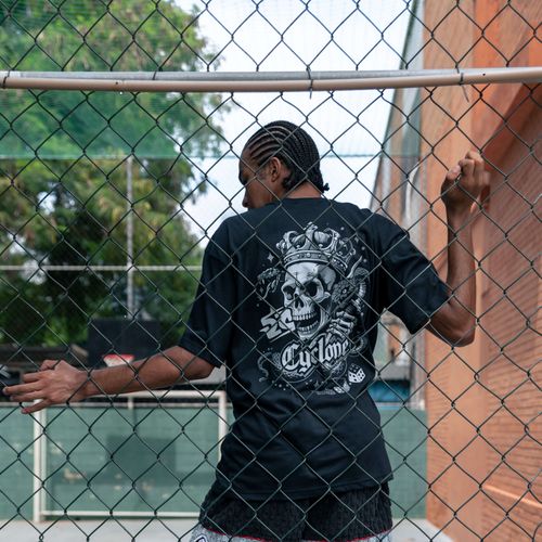 Camisa Cyclone Big Oversized Skull - PRETO