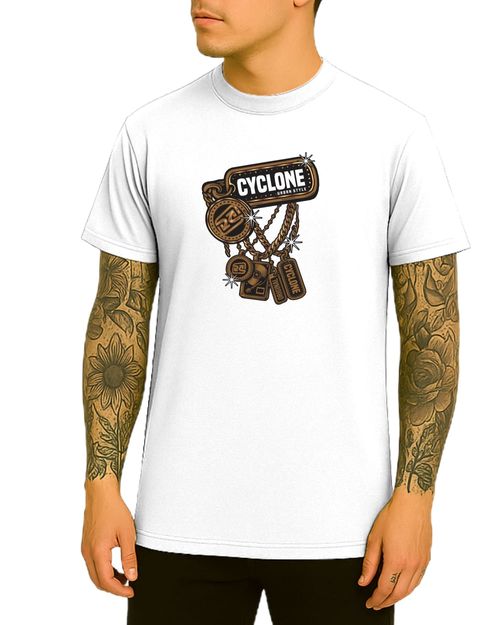 Camisa Cyclone Gold Chains Metal - BRANCO