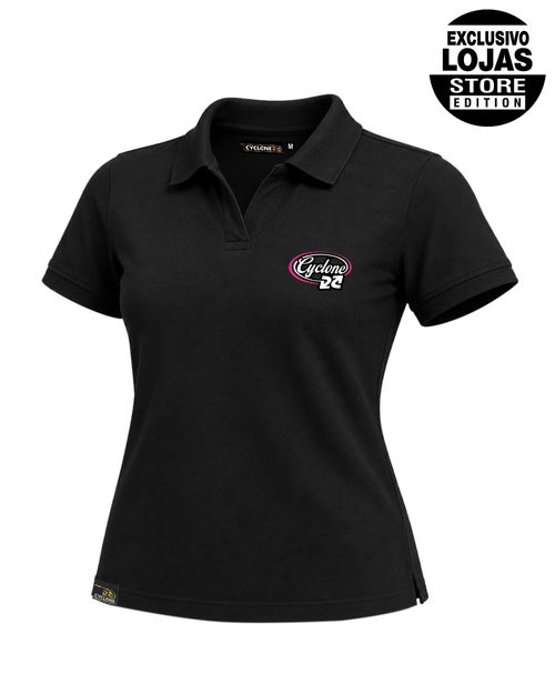 Blusa Cyclone Polo Feminina Stretch Comfort - PRETO