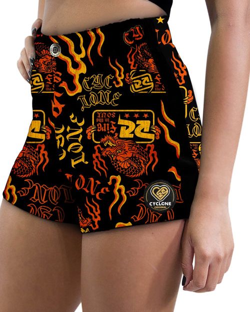 (NOVO) Short Feminino Cyclone Veludo Fire Dragon Light