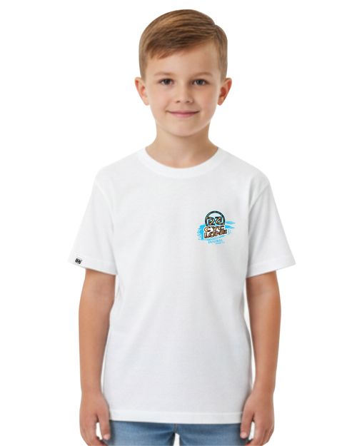 (NOVO) Camisa Infantil Cyclone Scratched Logo Metal - BRANCO