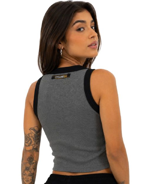 Regata Feminina Cyclone Basic Cropped Heart - MESCLA CINZA