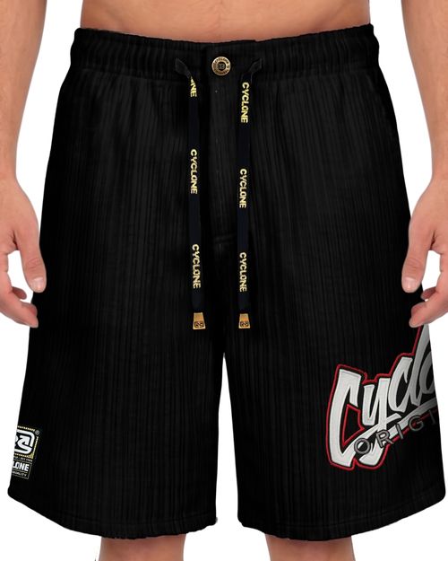 (NOVO) Bermuda Cyclone Veludo Relax Bolt - PRETO