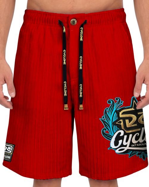 (NOVO) Bermuda Cyclone Veludo Relax Noble - VERMELHO