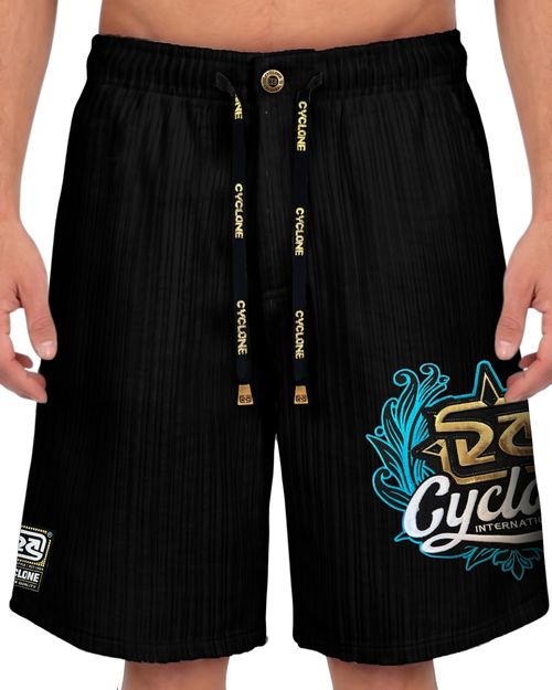 (NOVO) Bermuda Cyclone Veludo Relax Noble - PRETO