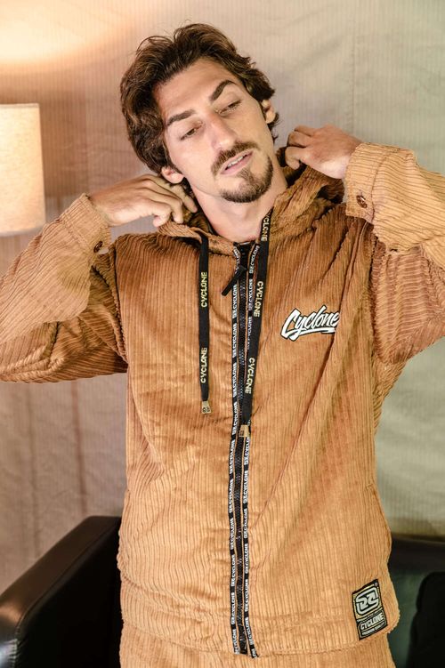 (NOVO) Jaqueta Cyclone Veludo Relax Bolt - SCOTCH BROWN