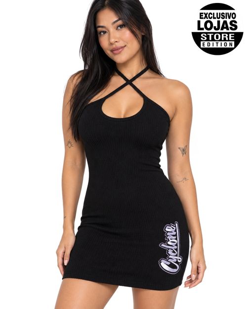 (NOVO) Vestido Cyclone Dif Casual - PRETO