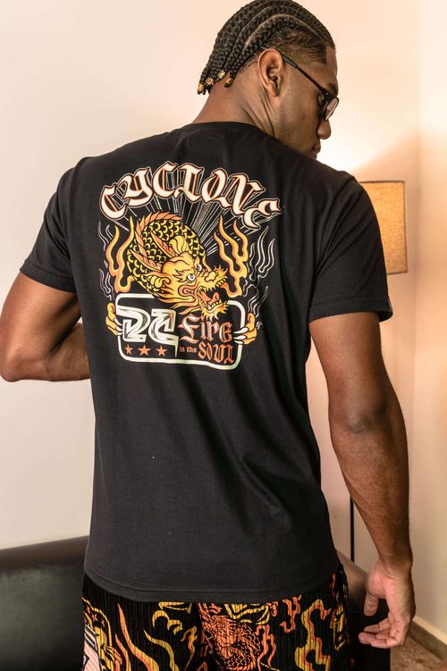 (NOVO) Camisa Cyclone Fire Dragon Metal - PRETO