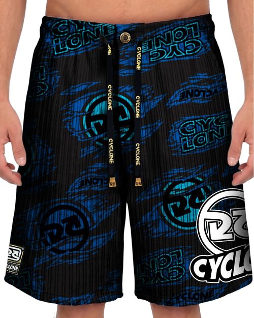 (NOVO) Bermuda Cyclone Veludo Scratched Logo - PRETO