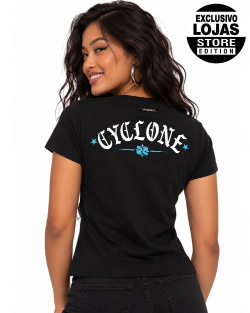 (NOVO) Blusa Feminina Cyclone Letters Metal - PRETO