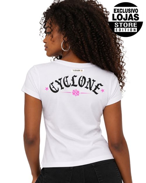 (NOVO) Blusa Feminina Cyclone Letters Metal - BRANCO