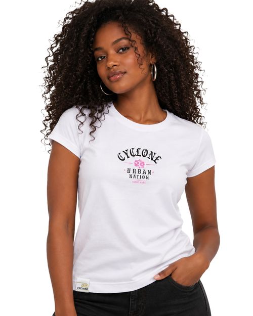 (NOVO) Blusa Feminina Cyclone Letters Metal - BRANCO